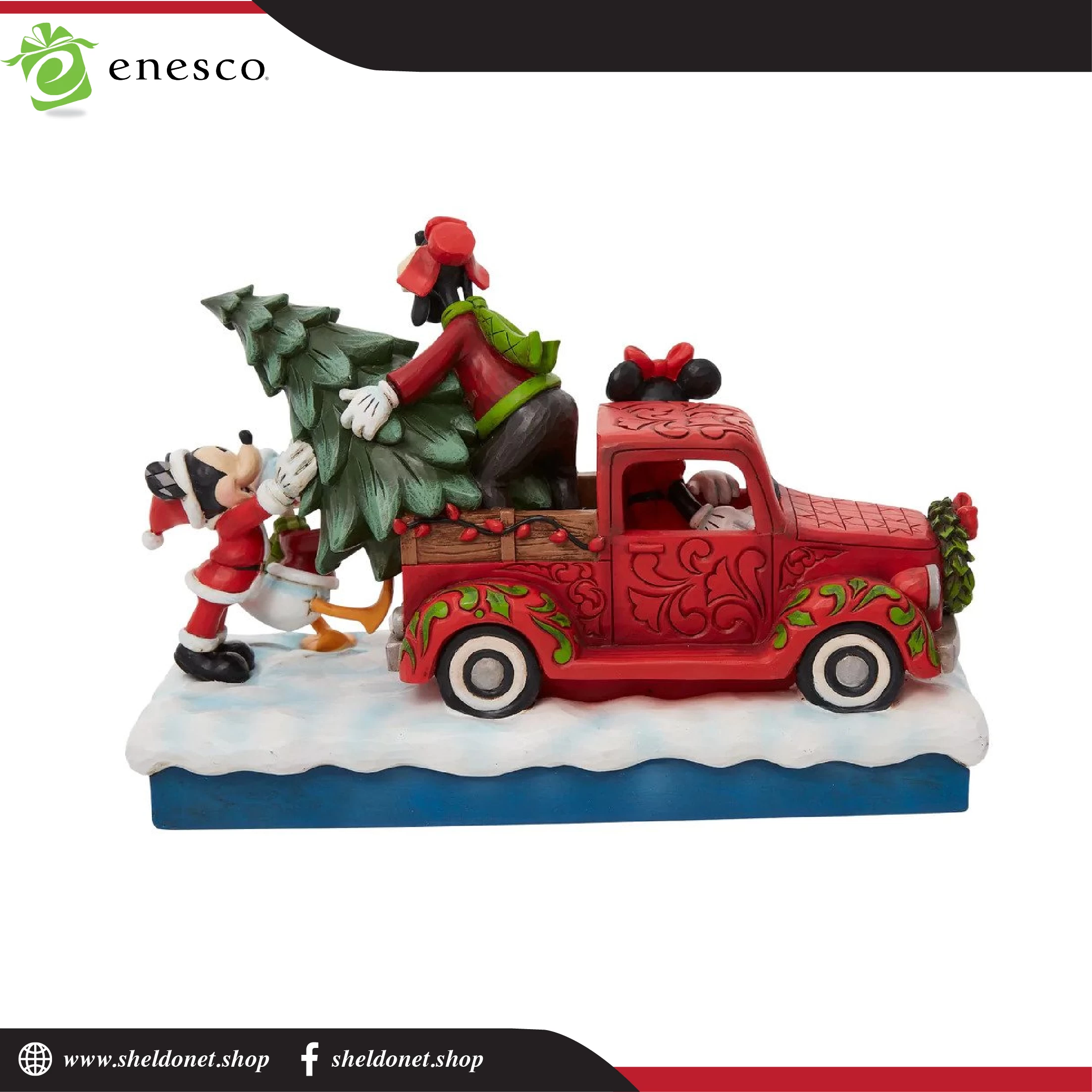 Enesco: Disney Traditions -Fab 4 With Red Truck & Tree 2 Enesco: Disney Traditions -Fab 4 With Red Truck & Tree - Image 2