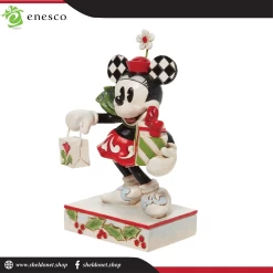 Enesco: Disney Traditions -Black, White, Red And Green Minnie With Bag And Gift -Disney Toys 6010870 5