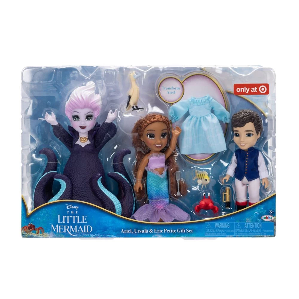 JAKKS PACIFIC Disney The Little Mermaid Ariel, Ursula & Eric 6" Petite Doll Gift Set 1 JAKKS PACIFIC Disney The Little Mermaid Ariel, Ursula & Eric 6" Petite Doll Gift Set