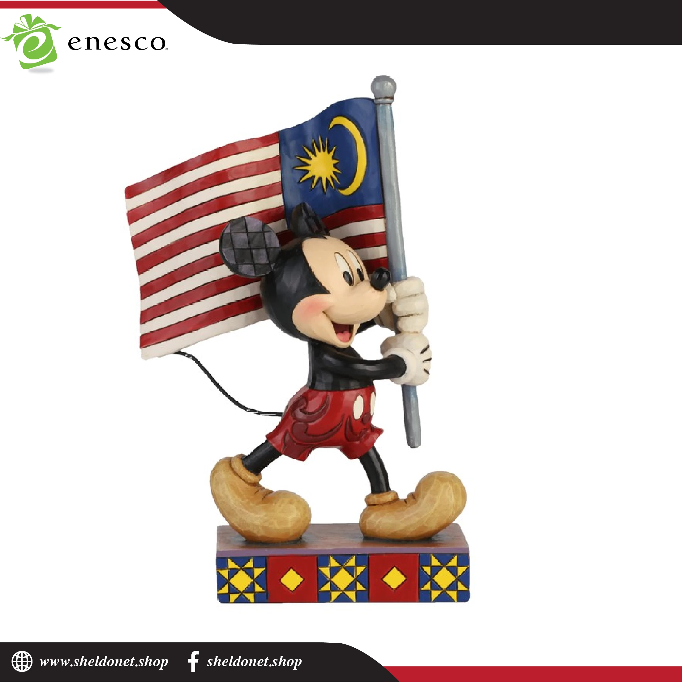 Enesco: Disney Traditions - Mickey With Malaysian Flag 3 Enesco: Disney Traditions - Mickey With Malaysian Flag - Image 3