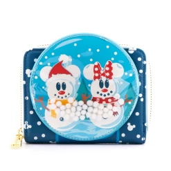 Loungefly Disney Snowman Mickey Minnie Snow Globe Zip Around Wallet